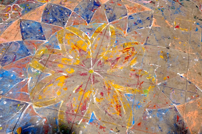 On the ground to the entrance of Sacred Heart Basilica, Puducherry